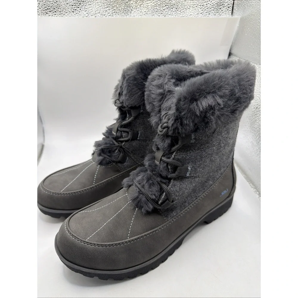 JBU Women's Colorado Cozy Faux Fur Lined Snow Boots Dark Grey Size 8 New